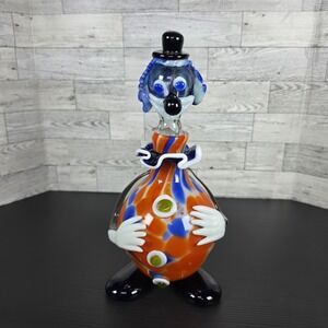 Murano 12" MCM Art Glass Clown Decanter Multi‎ Color Great Condition No Chips